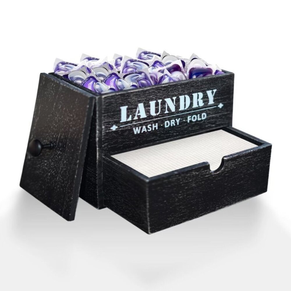 Laundry Pod Container Laundry Sheet Holder Wall mount Lint Bin Dryer Sheet